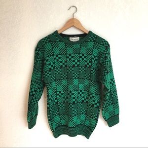 Green Retro Vintage Sweater